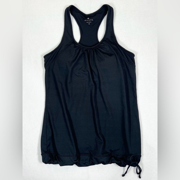 ATHLETA Black Tinker Tank Built in Bra Cinched Bottom Activewear Yoga Size Small - Picture 3 of 11